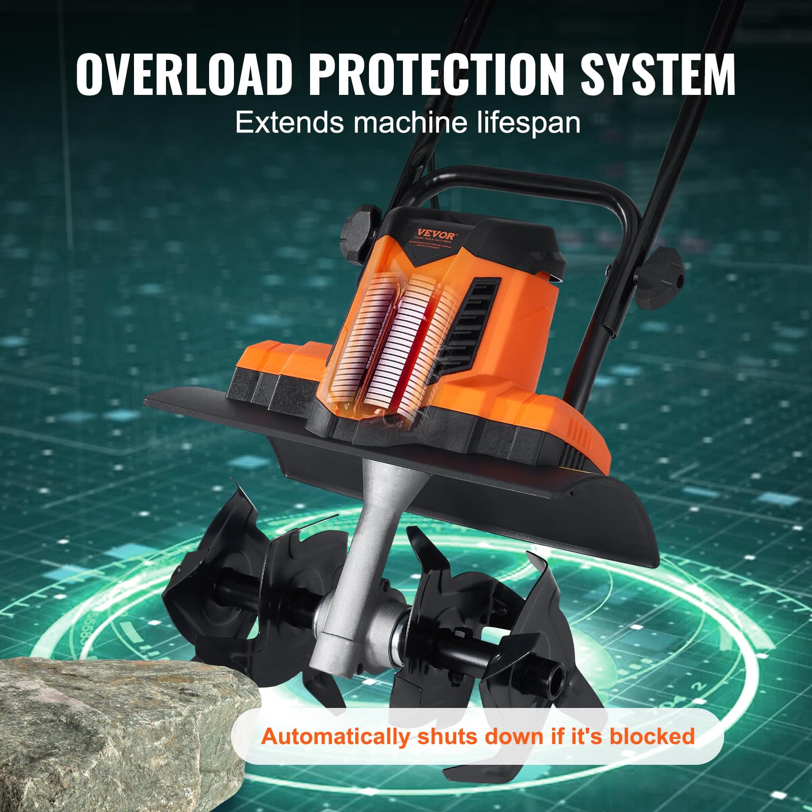 VEVOR tines design provides stable operation on varied soils.