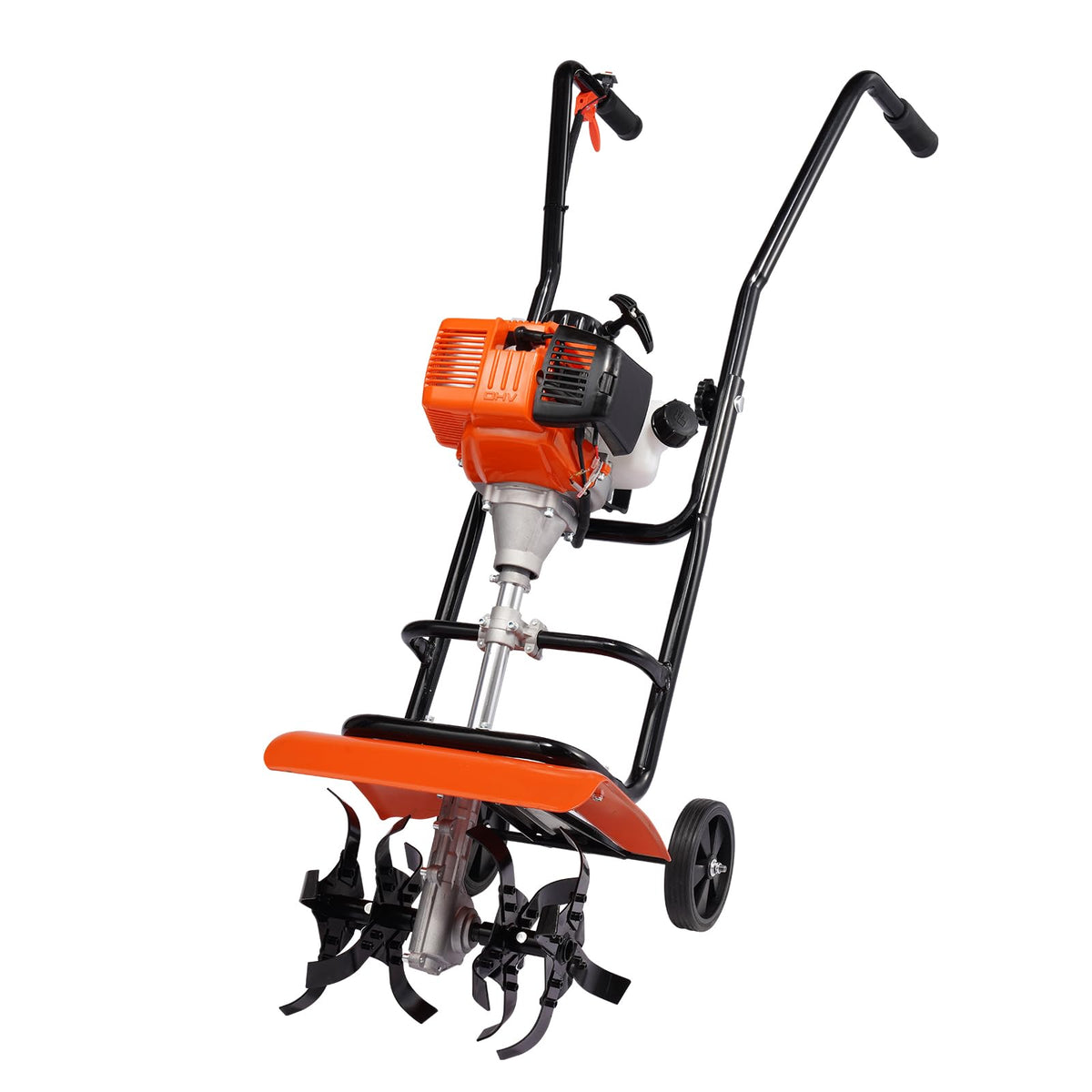 VEVOR tiller cultivator with four front tines for fast soil preparation in beds.