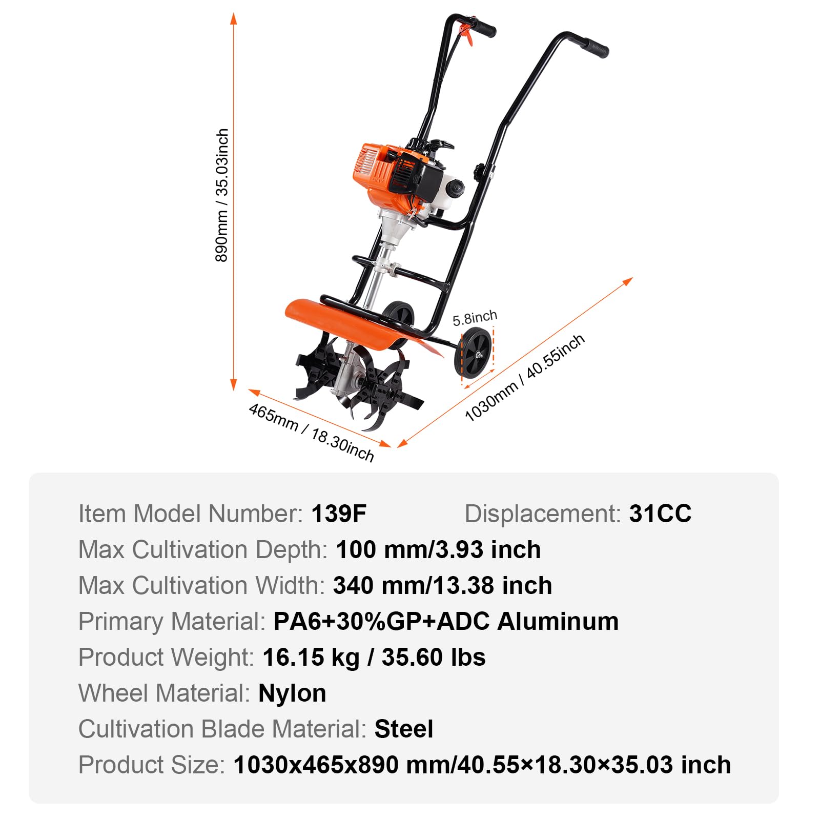 VEVOR 5.8-inch drive wheels reduce resistance and improve mobility.