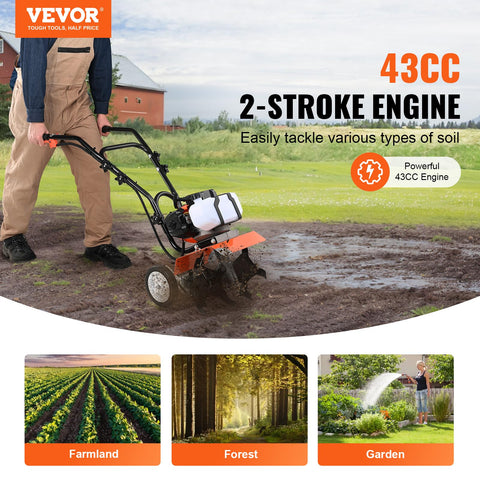 VEVOR Tiller Cultivator four-tine assembly demonstrates soil turning efficiency