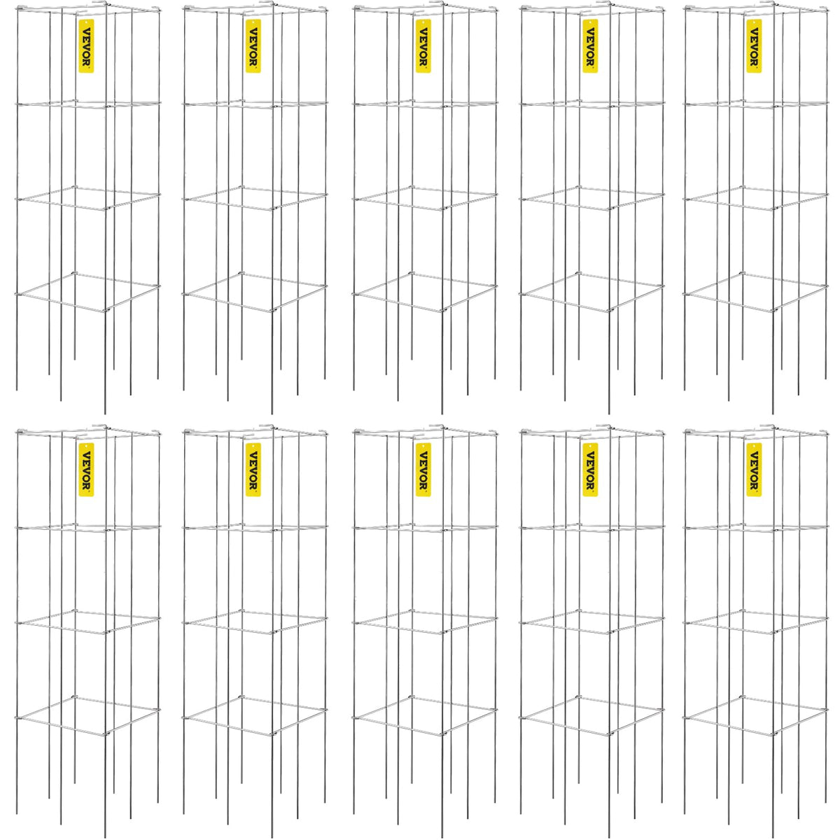 VEVOR tomato cages 3-tier trellis for vertical plant growth.
