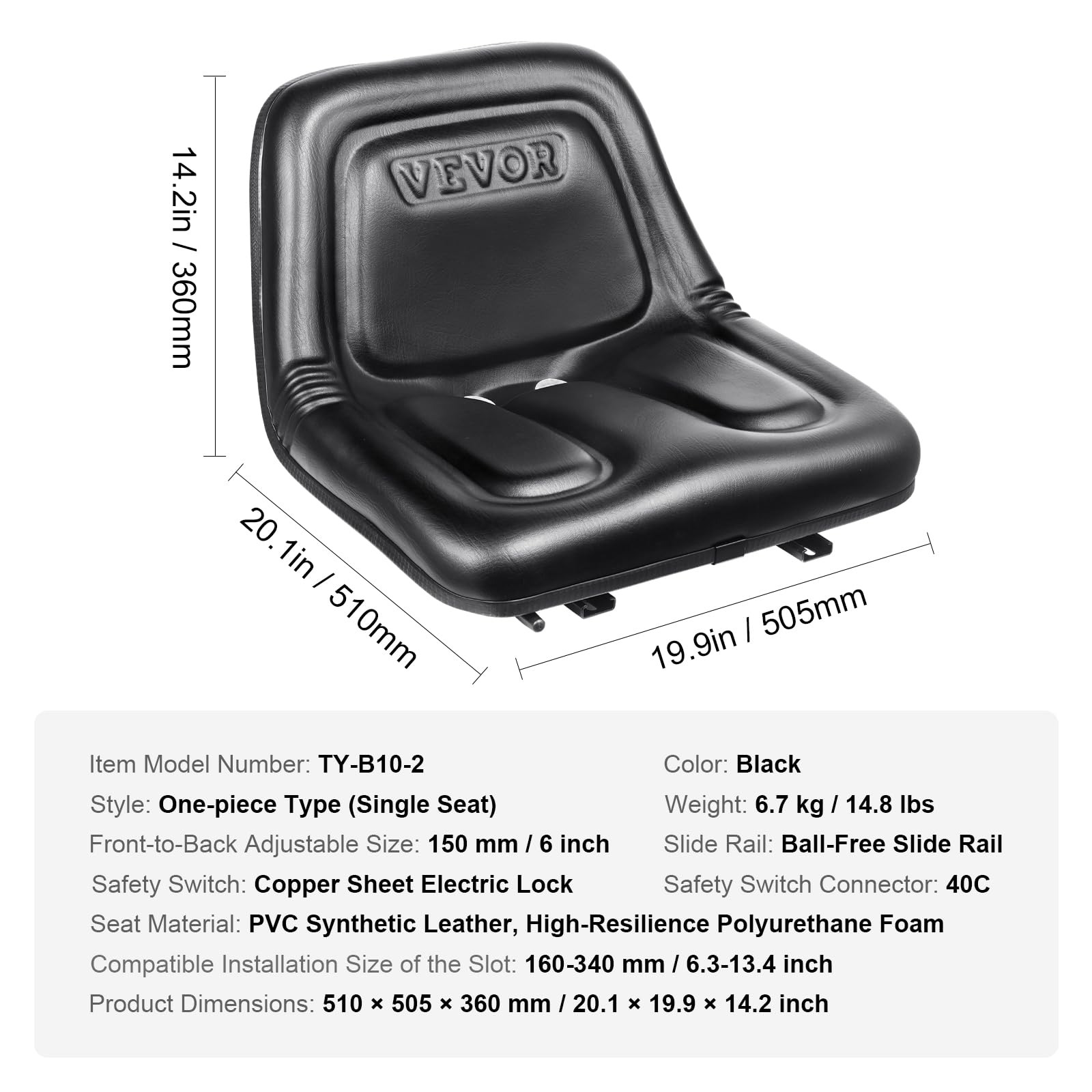 VEVOR Tracor Seat delivering durable comfort during long shifts.