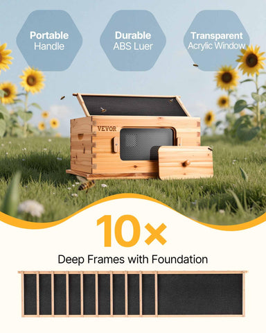 VEVOR transparent bee windows for viewing colony activity without disturbance