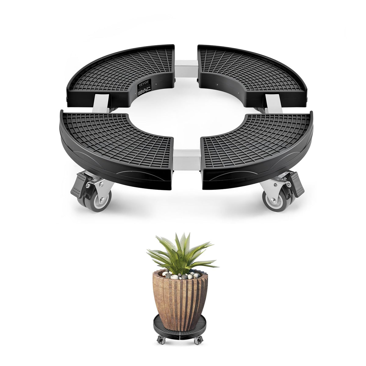 VEVOR trash can dolly with four lockable wheels for easy indoor transport