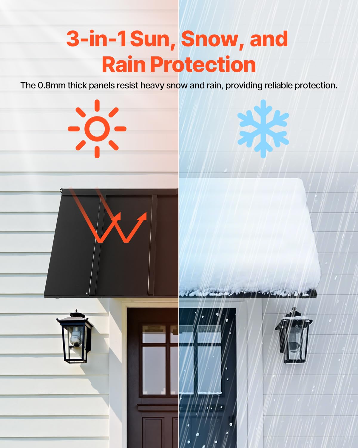 VEVOR triangular-support frame provides stable shelter against wind and heavy weather