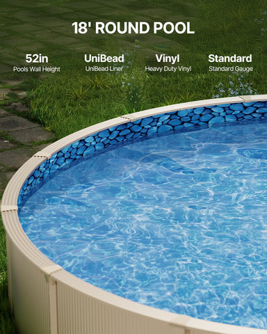 VEVOR unibead pool liner installation preview with J-hooks