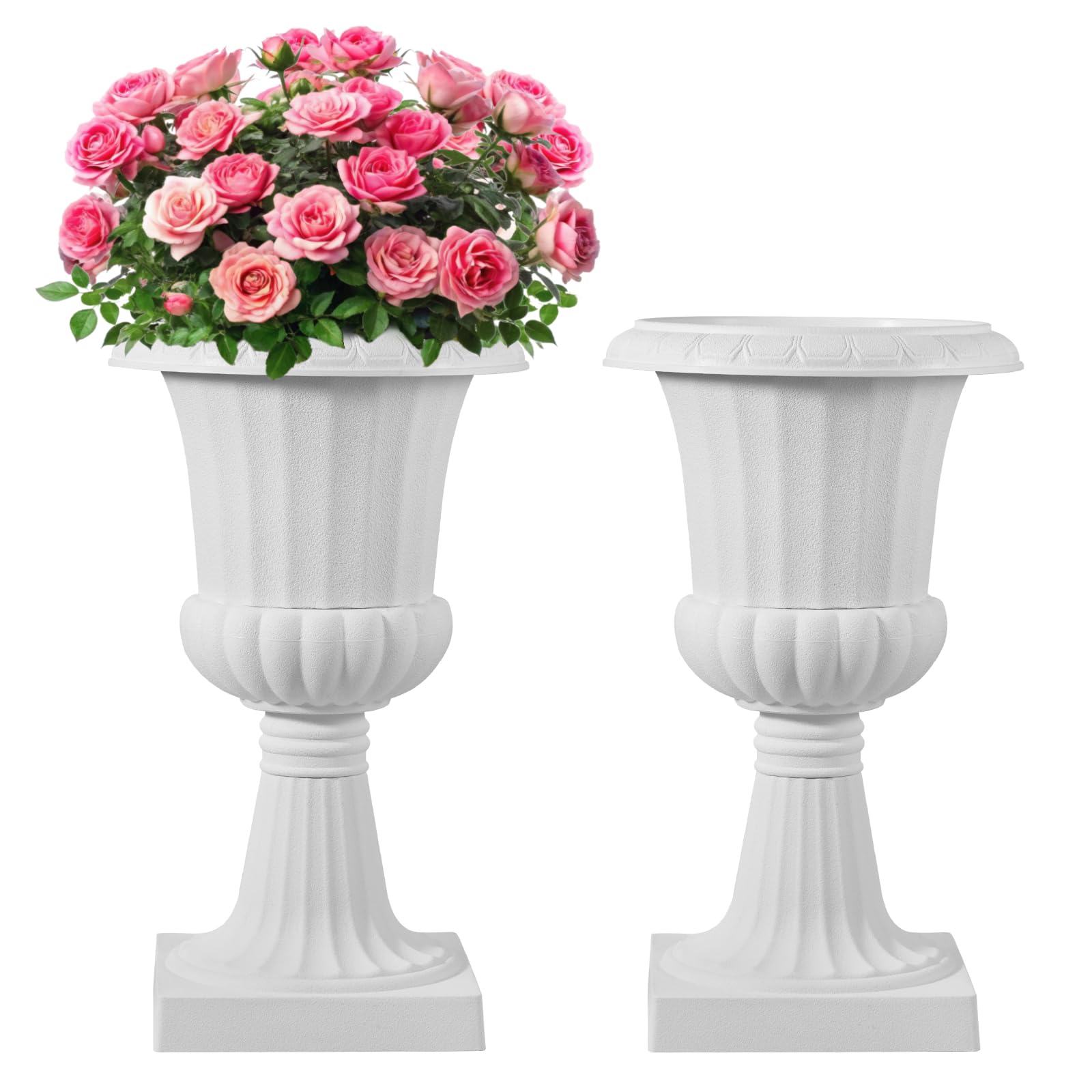VEVOR urn planters large opening showcasing ample space for tall flowering plants