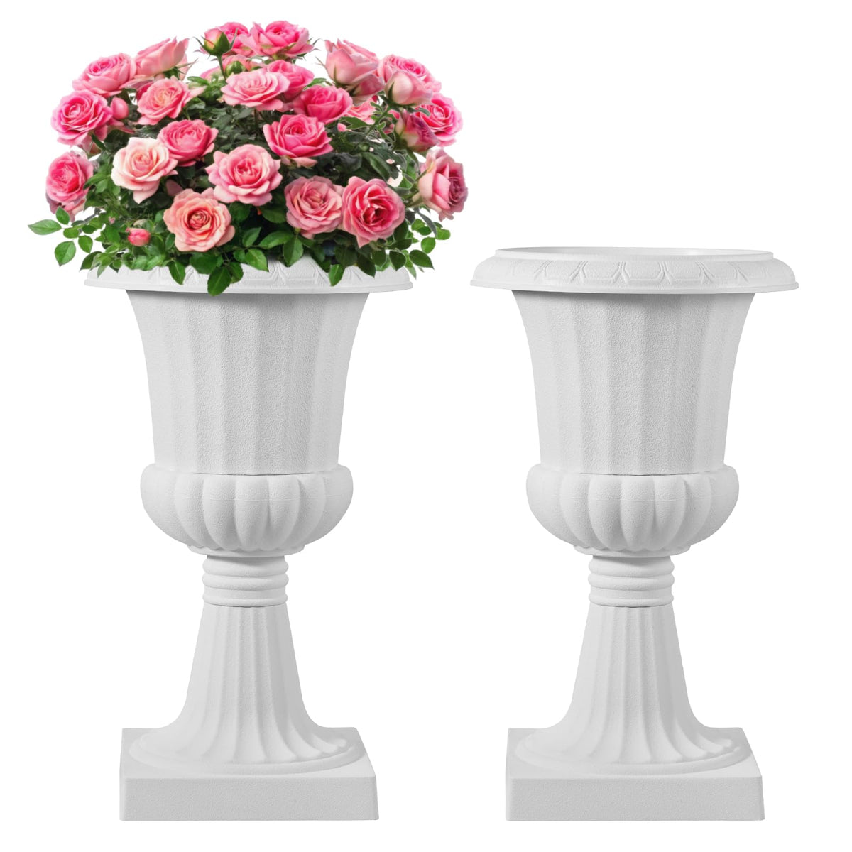 VEVOR urn planters large opening showcasing ample space for tall flowering plants