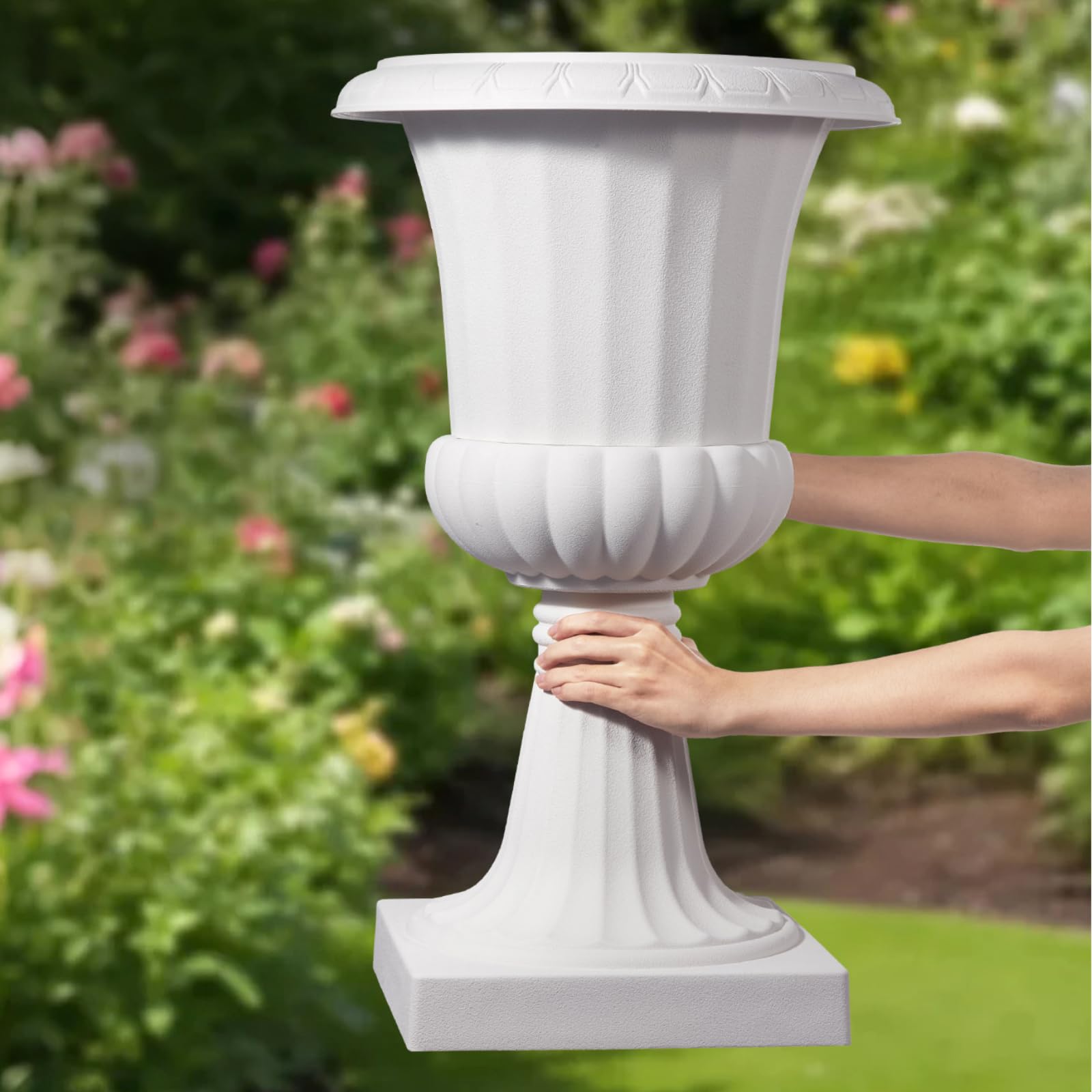 VEVOR urn planters white finish adds a clean, classic look