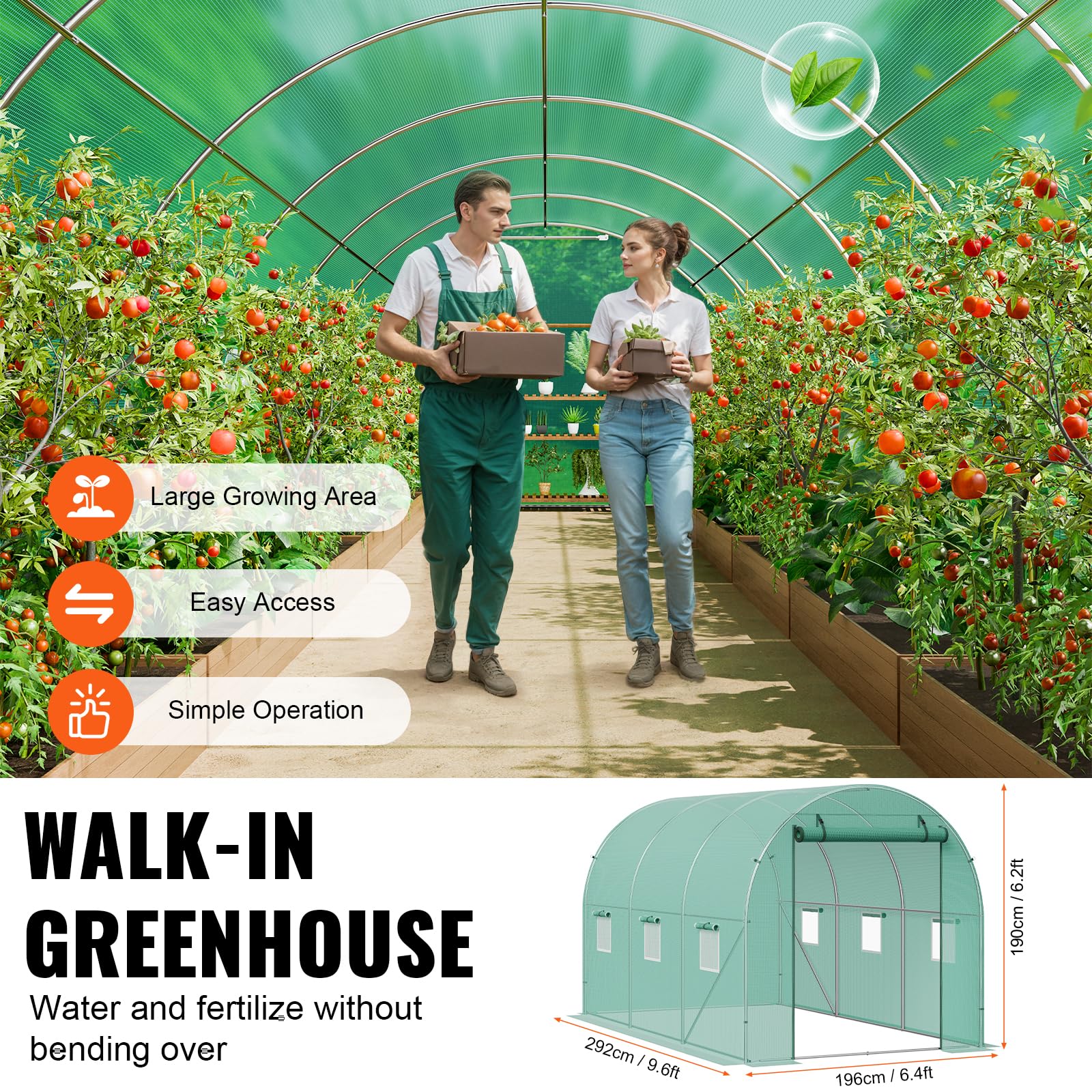 VEVOR six-window ventilation area supports airflow for healthy growth