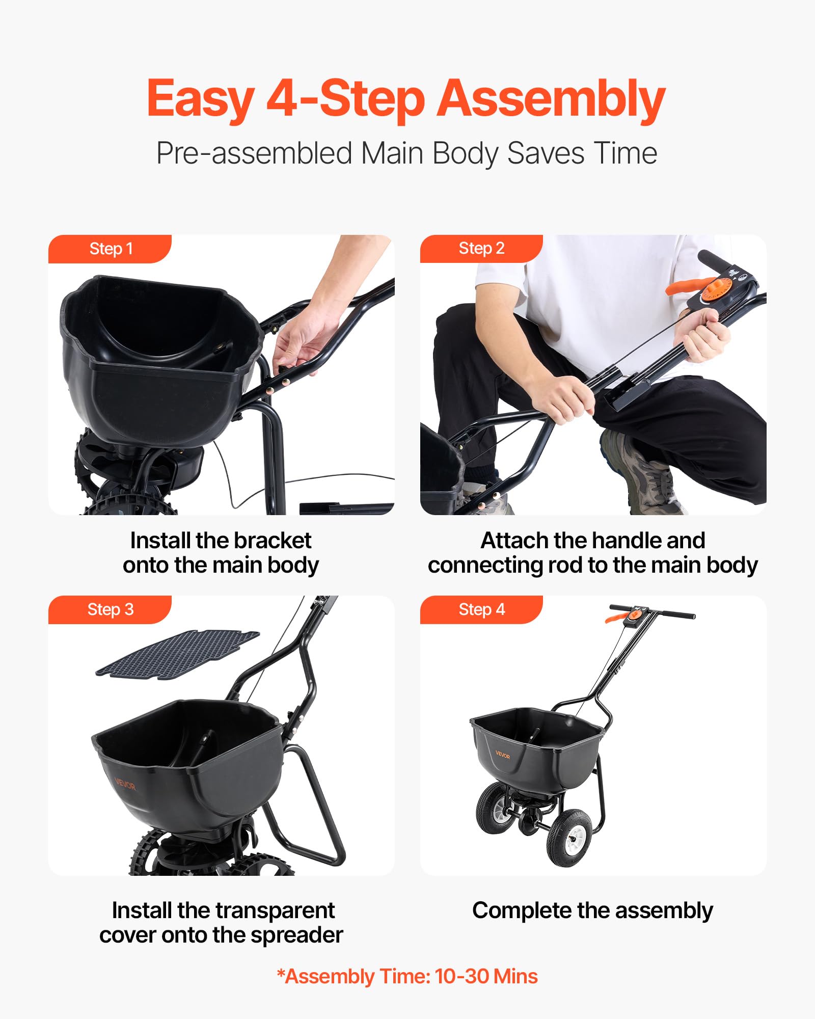 VEVOR Walk Behind Spreader with 18 adjustable settings for customization