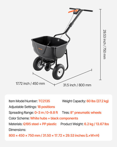 VEVOR Walk Behind Spreader hopper grate detail for stable loading
