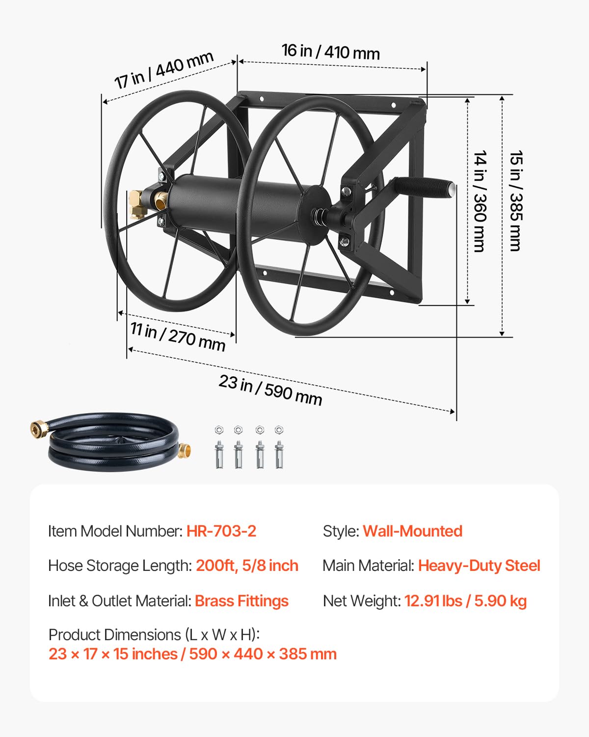 VEVOR heavy-duty wall bracket enables secure brick or concrete mounting.