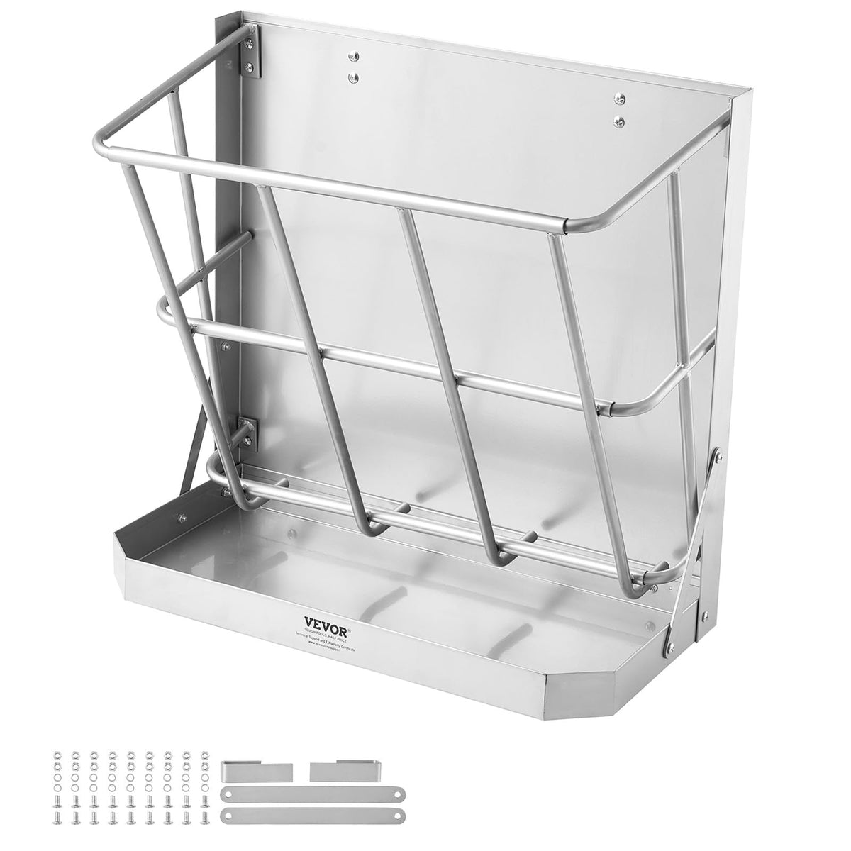 VEVOR wall-mounted hay rack front view shows sturdy construction for durable daily feeding