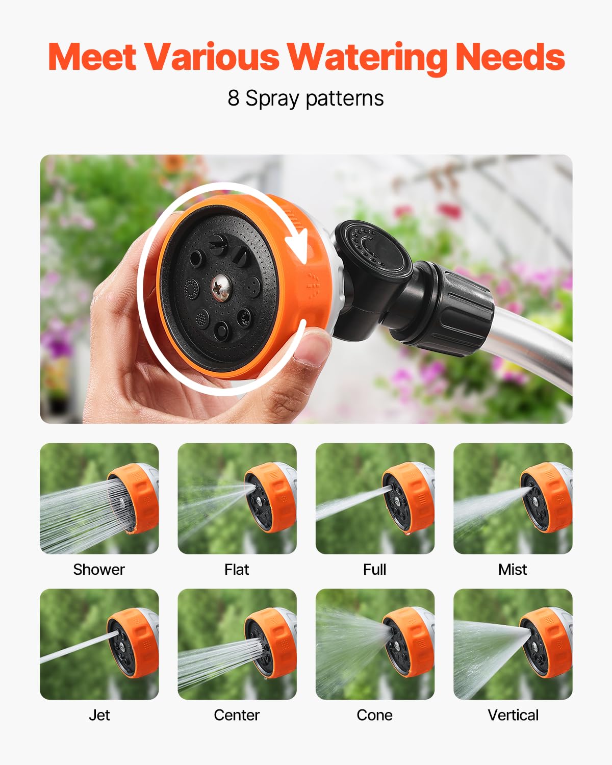 VEVOR watering wand 180-degree swivel head for precise aim