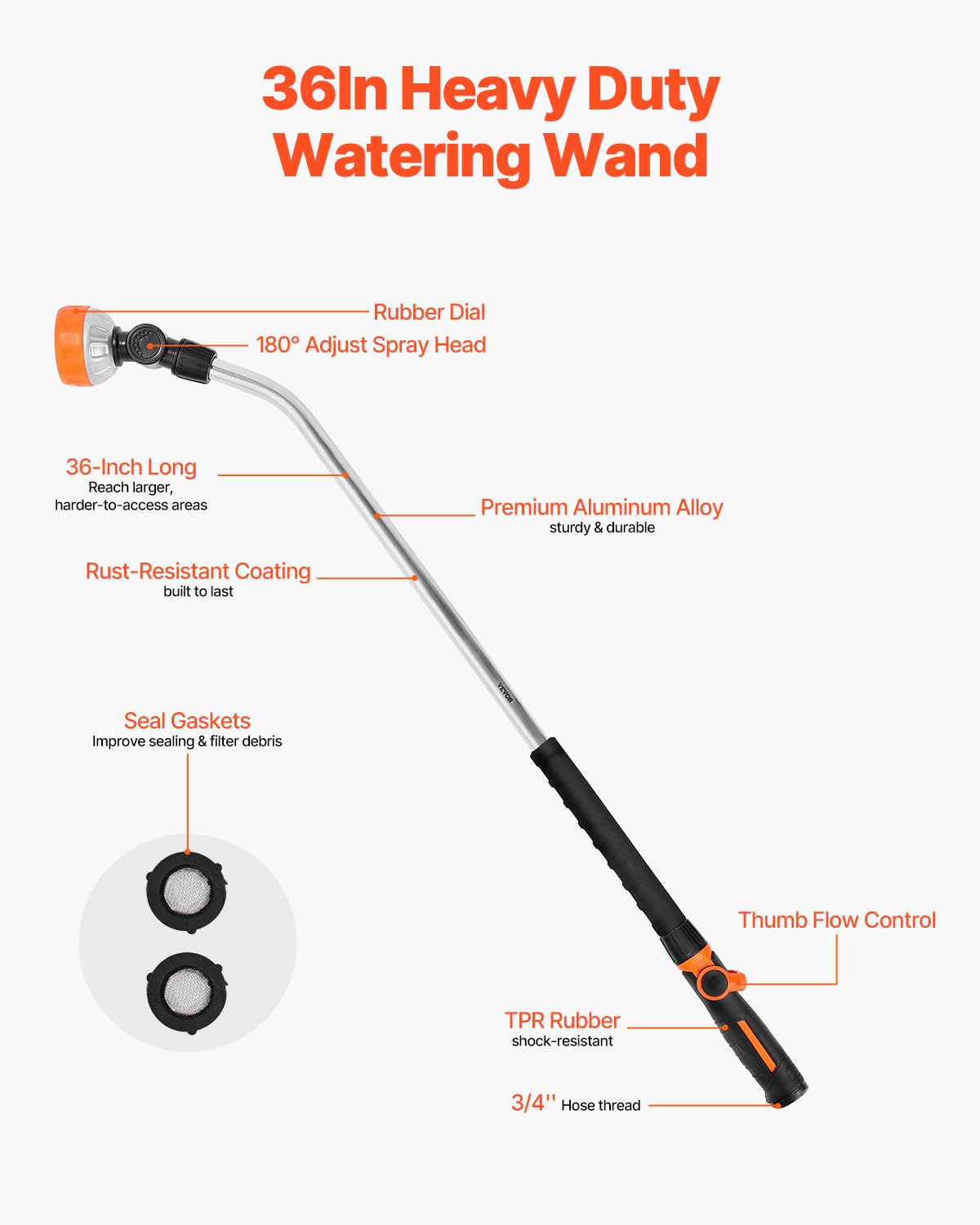 VEVOR watering wand eight-pattern dial for versatile watering