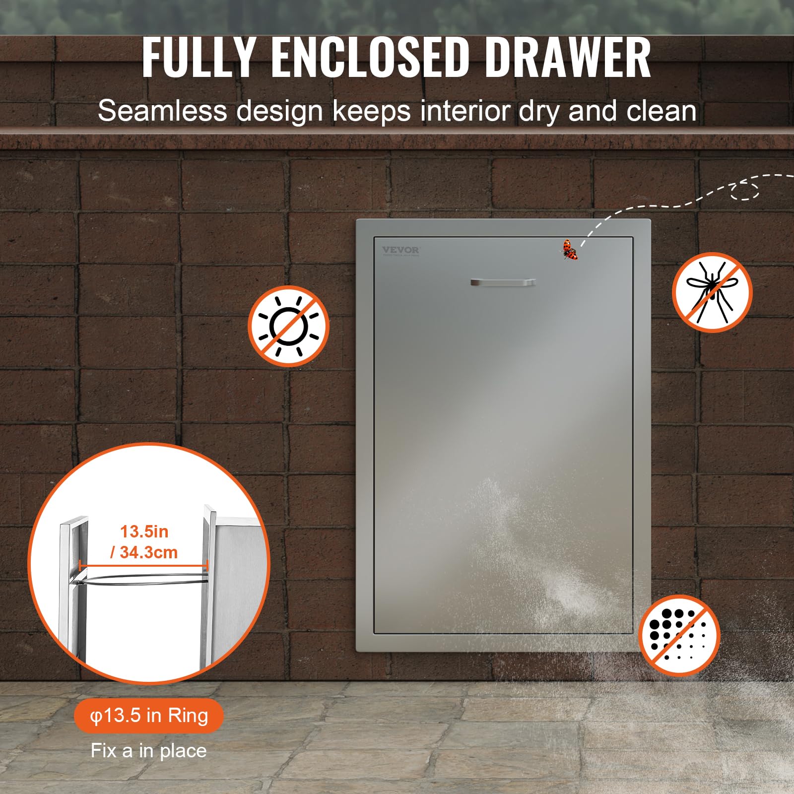 VEVOR weather-resistant outdoor kitchen drawer ready for wind and rain
