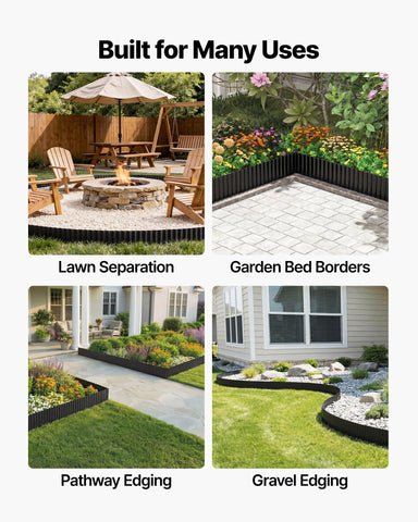 VEVOR weather-resistant steel edging withstands outdoor conditions year after year.
