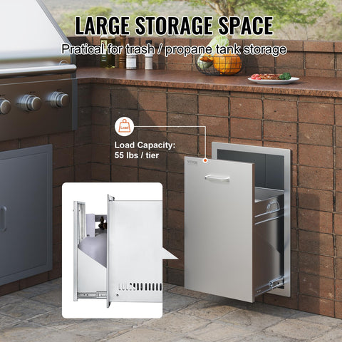 VEVOR weatherproof brushed steel finish protects against rust outdoors.