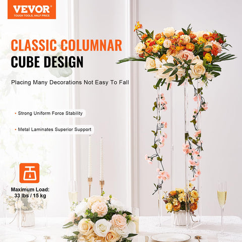 VEVOR geometric column design enhances stability for floral displays.