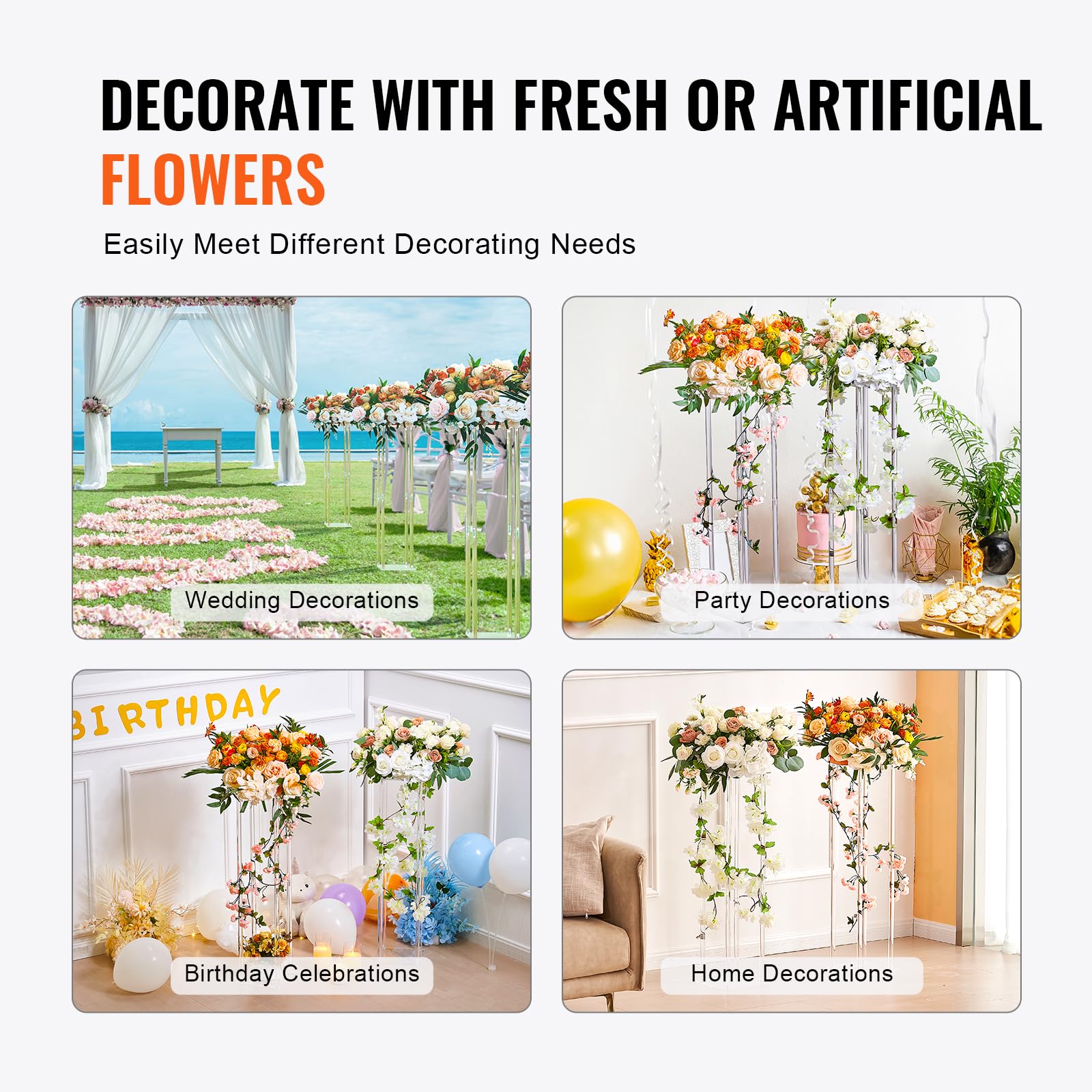 Weight capacity 15 kg supports real or artificial blooms securely.