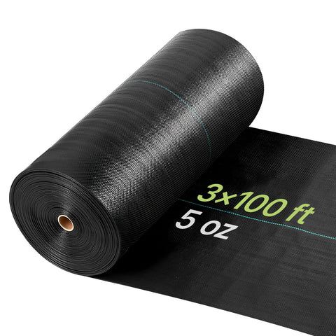 VEVOR weed barrier fabric 3x100ft blocks sunlight to reduce weeds in garden beds