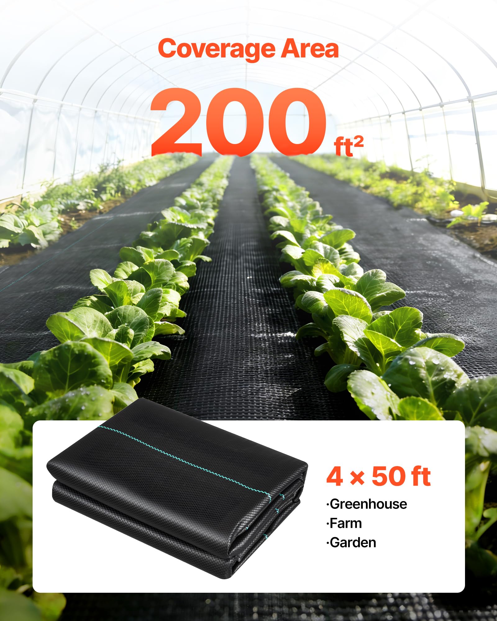 Green guide lines on VEVOR weed barrier help align plants neatly.