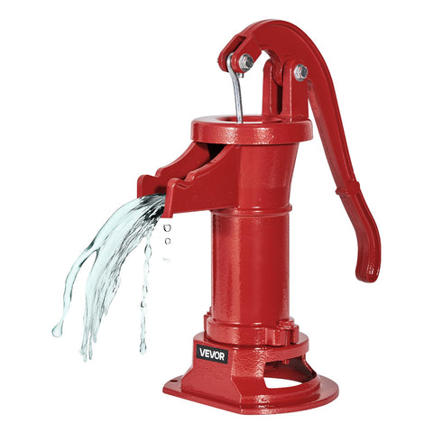 VEVOR Well Hand Pitcher Pump front view highlights vintage design for outdoor water use.