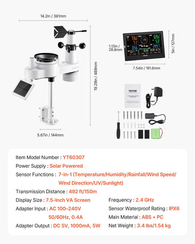 VEVOR wind speed and direction readout supports outdoor performance.