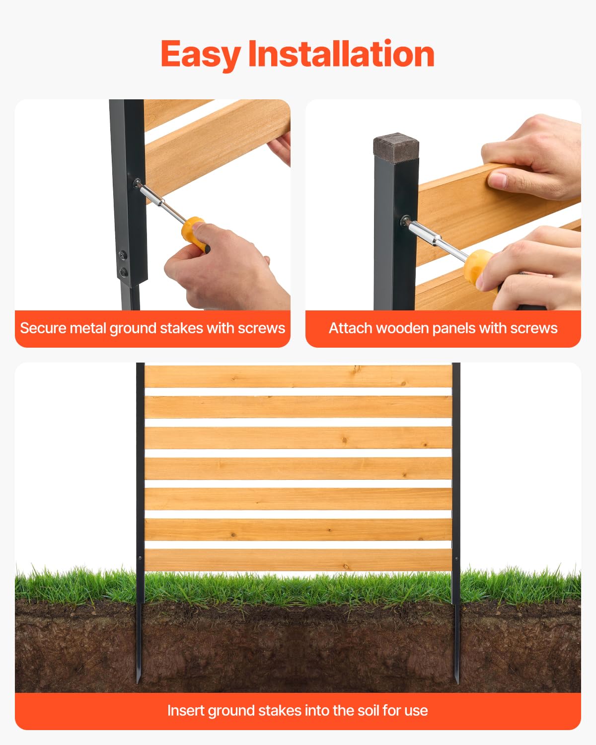 VEVOR privacy fence installation being performed by a single person with no digging