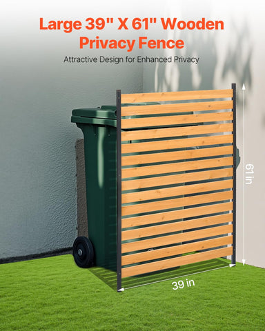 VEVOR wood privacy fence concealing an outdoor trash can for a clean yard