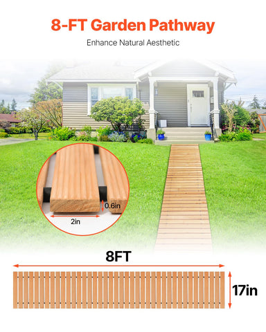 VEVOR cedar walkway with non-slip surface improves safety in wet conditions.