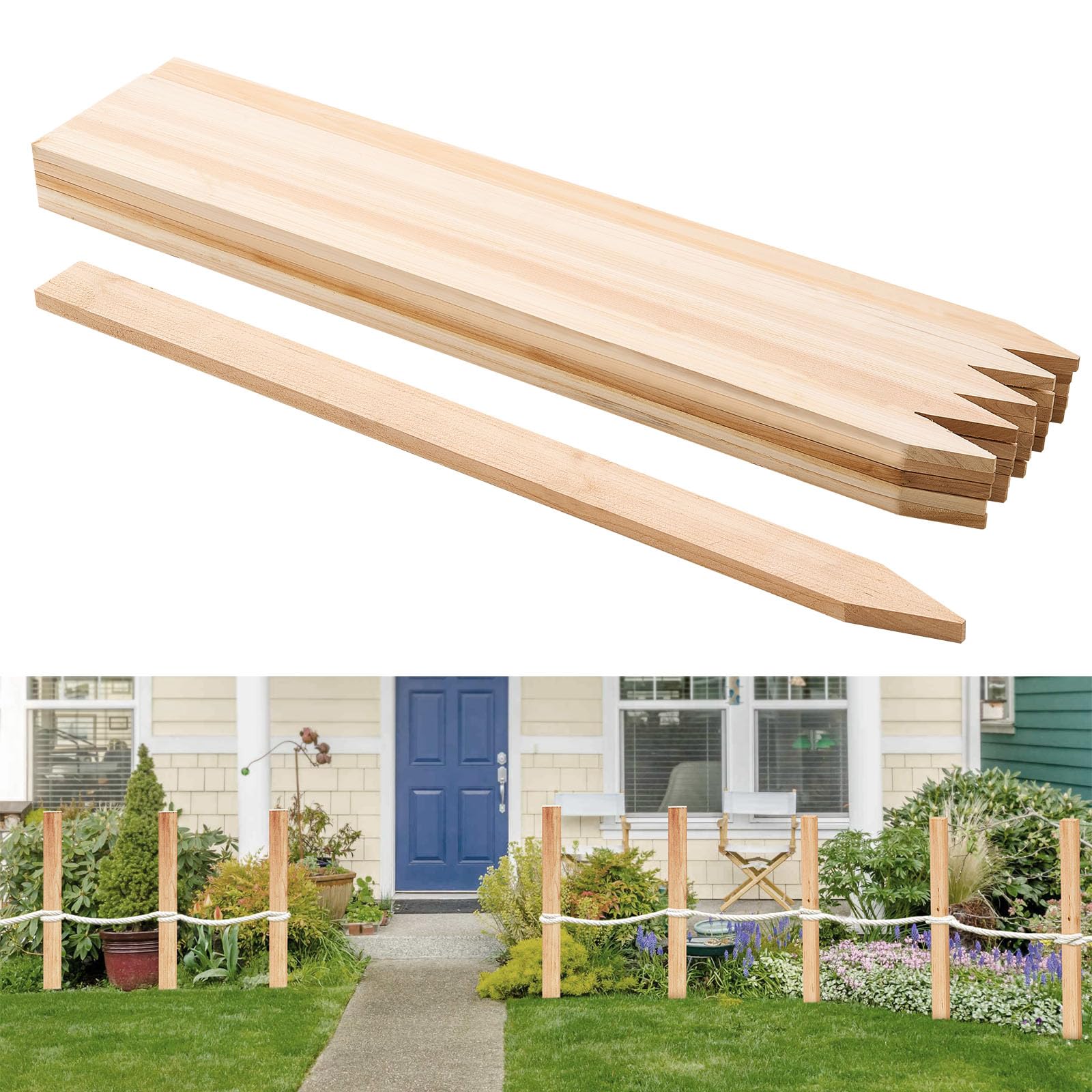 VEVOR wooden garden stake 36x0.5x1.5 in supports climbing plants and marks garden areas.