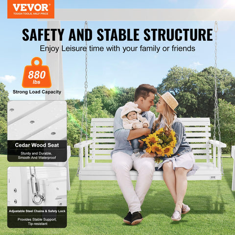 VEVOR porch swing galvanized chains resist rust for outdoor use