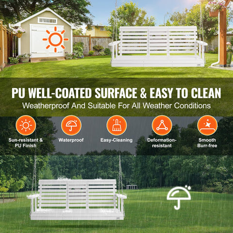 VEVOR porch swing weatherproof finish keeps surfaces smooth and clean