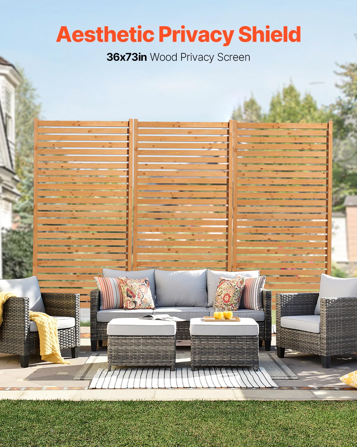 VEVOR wooden privacy screen sturdy-base ensures wind-resistance and stability