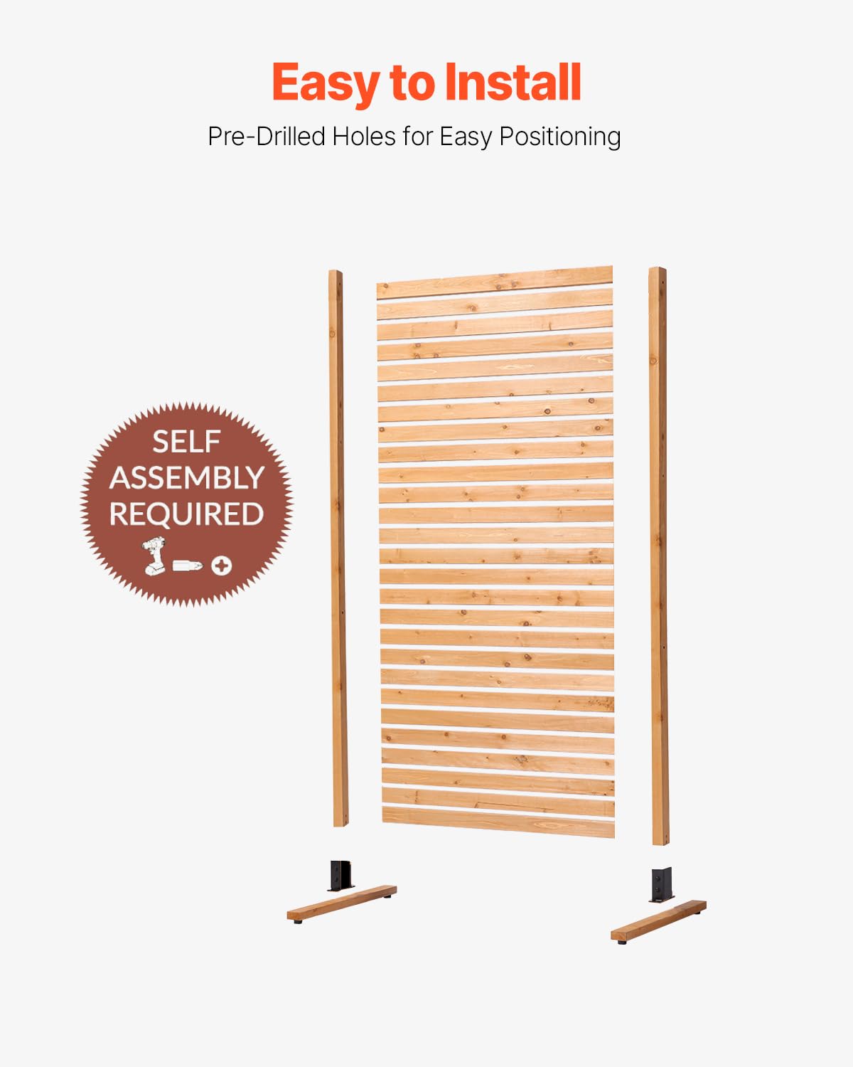 VEVOR wooden privacy screen wood-slats show natural texture outdoors