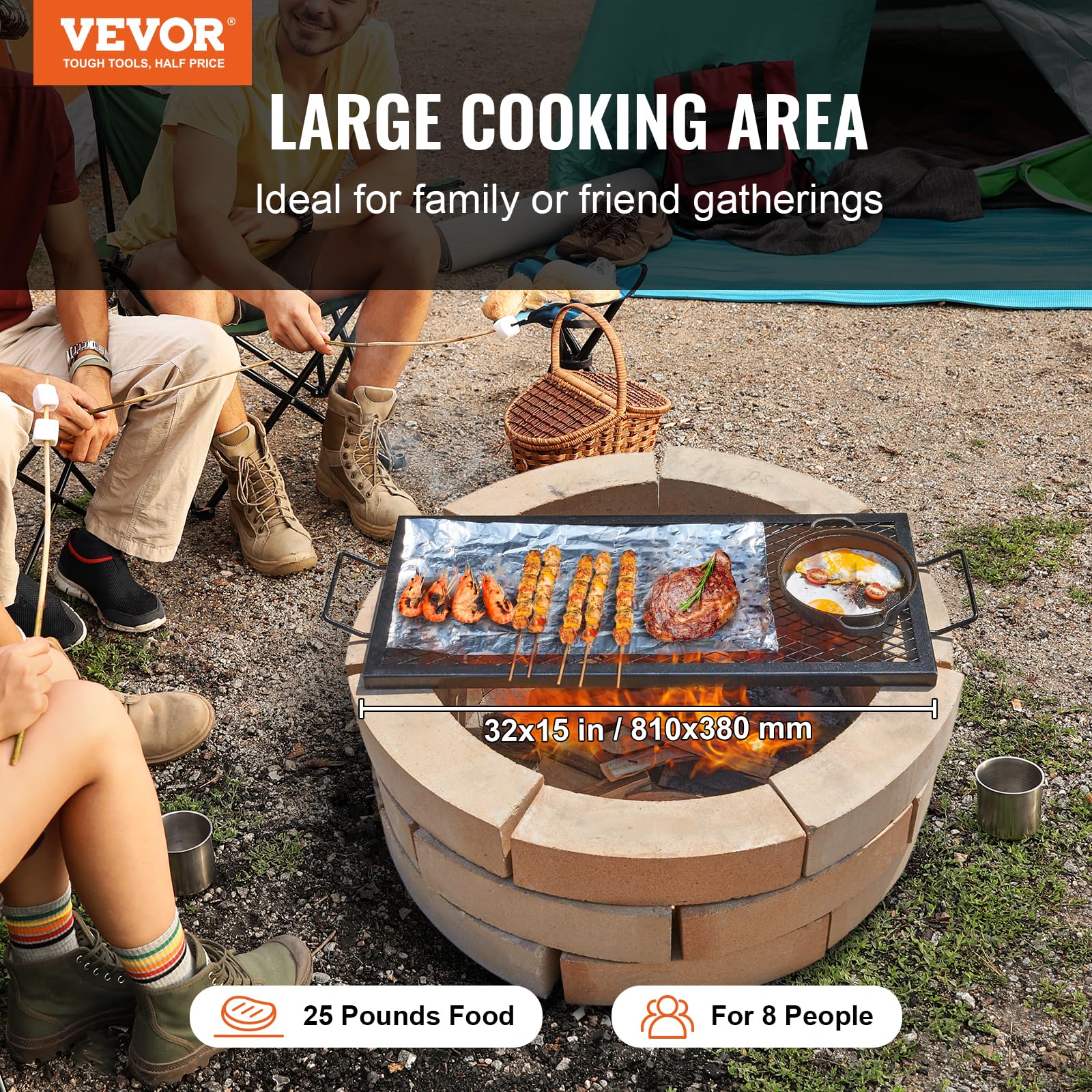 VEVOR X-Marks diamond-mesh grate ensures even heat distribution for grills.