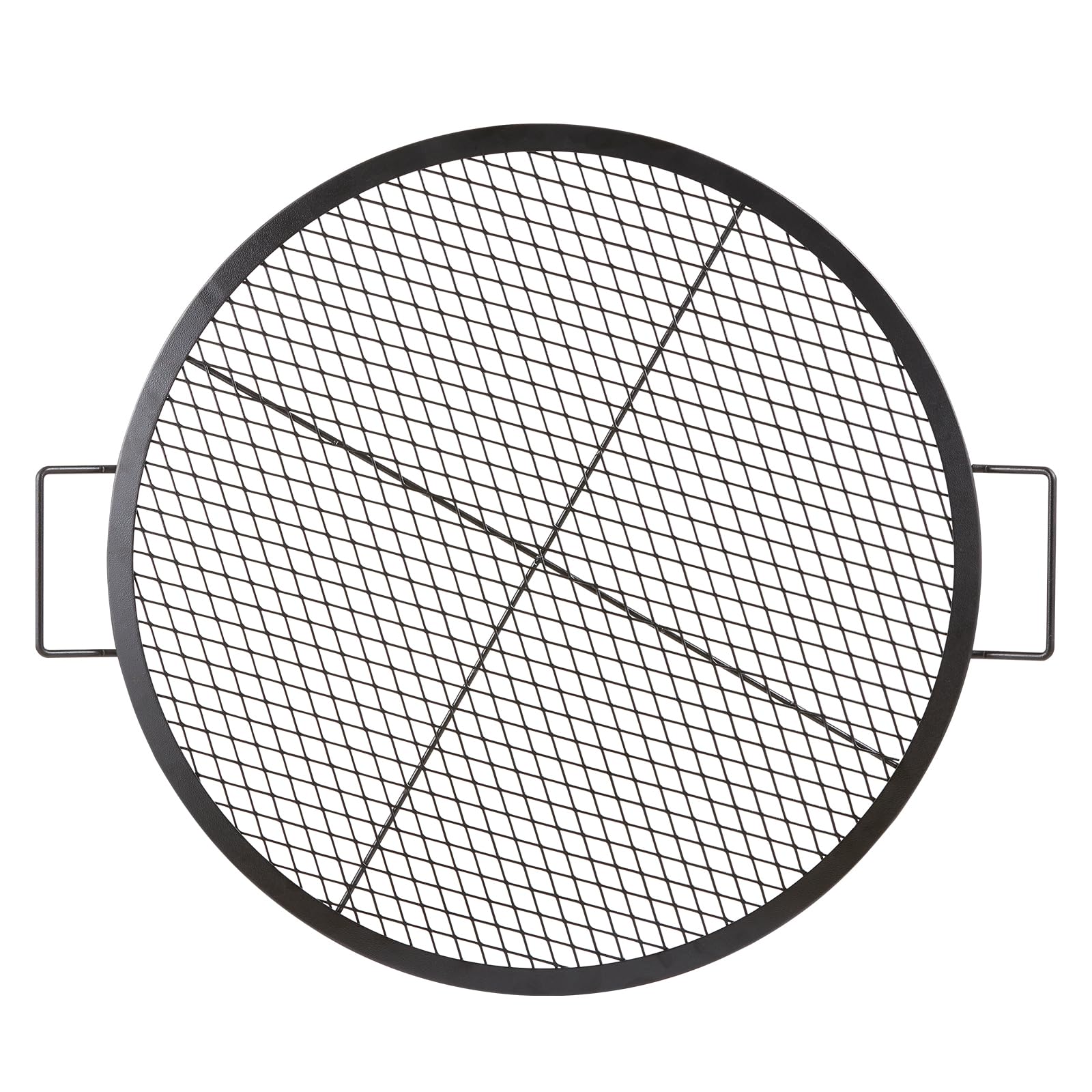 VEVOR X-Marks fire pit grate supports pans and skillets for diverse cooking.