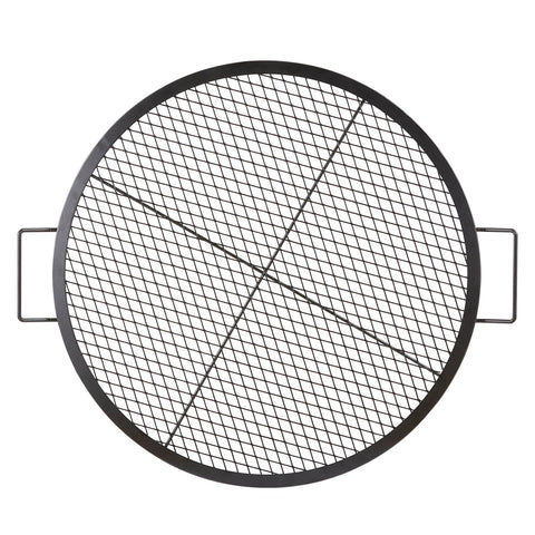 VEVOR X-Marks fire pit grate supports pans and skillets for diverse cooking.