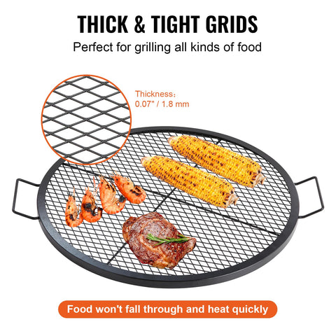 VEVOR X-Marks fire pit grate includes bolts and manual for setup.