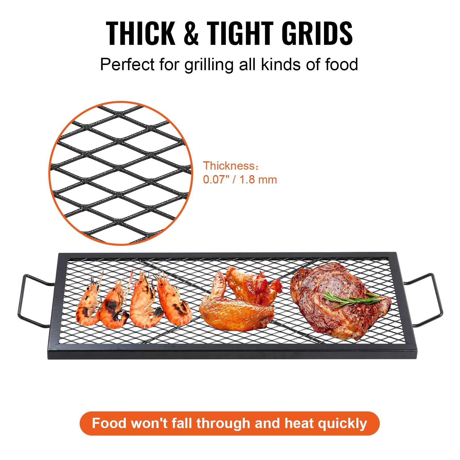 VEVOR X-Marks grate with handles enables easy transport to campsites.