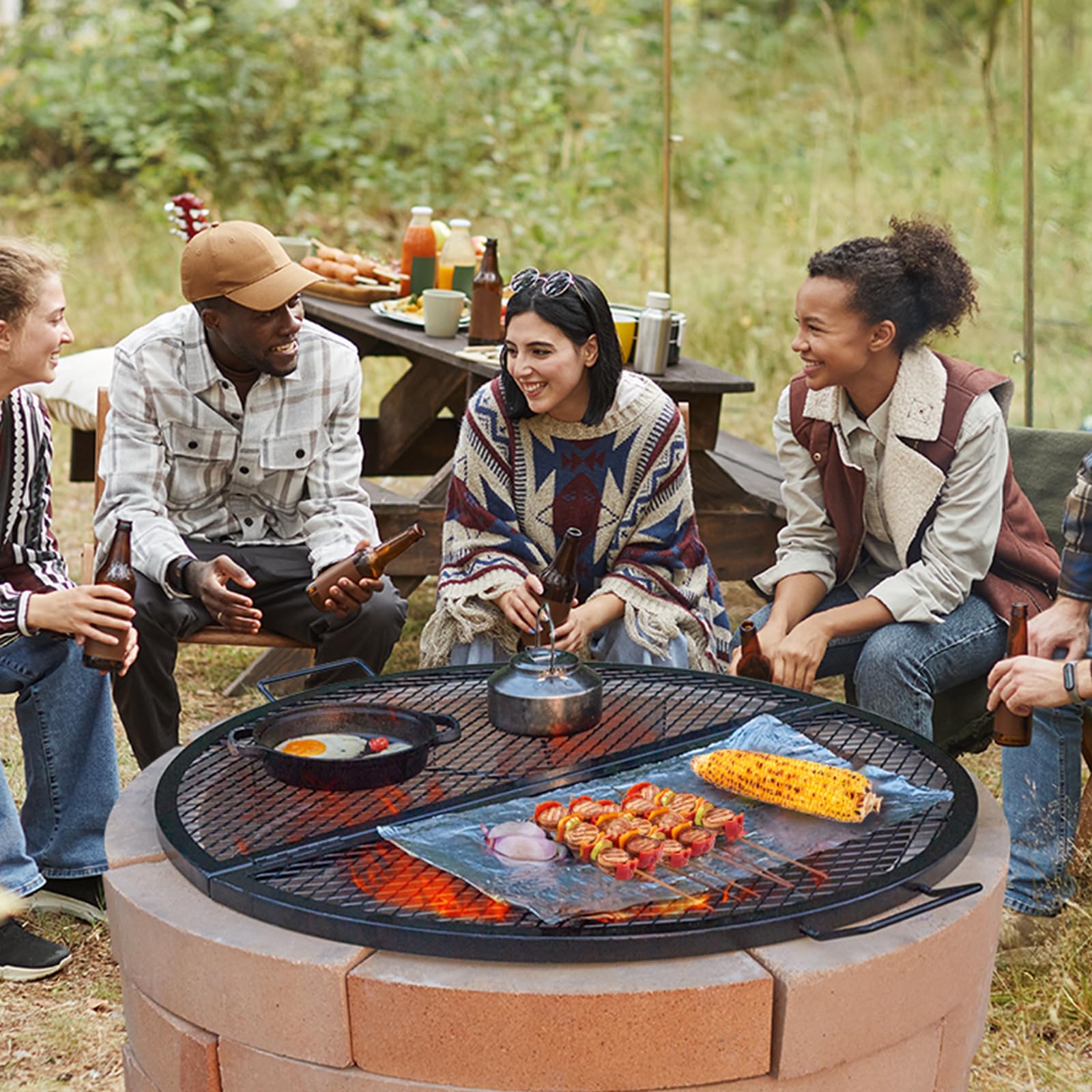 VEVOR X-Marks fire pit grate resistant to high temperatures up to 572°F