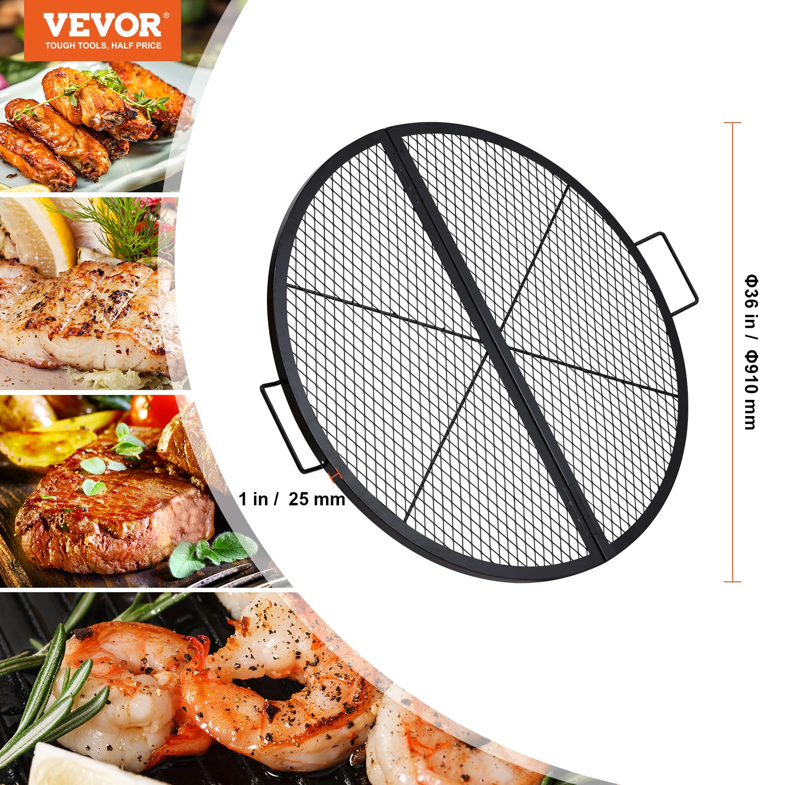VEVOR X-Marks fire pit grate portable design ideal for camping and picnics