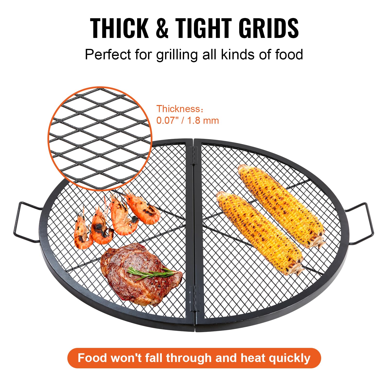 VEVOR X-Marks fire pit grate with two handles for easy setup