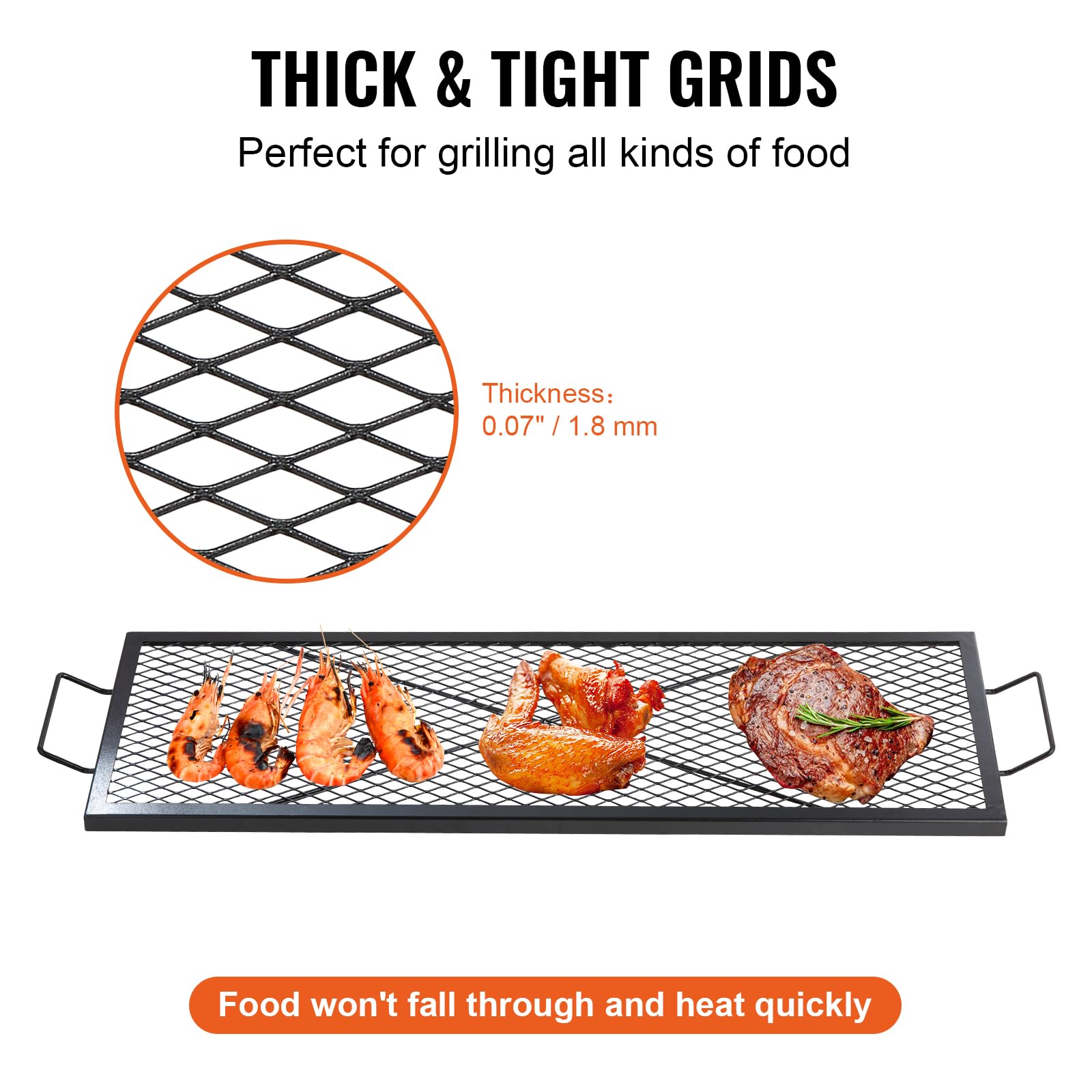 VEVOR X-Marks fire pit grate with handles for easy transport.