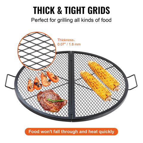 VEVOR X-Marks fire pit grate with two handles for easy setup