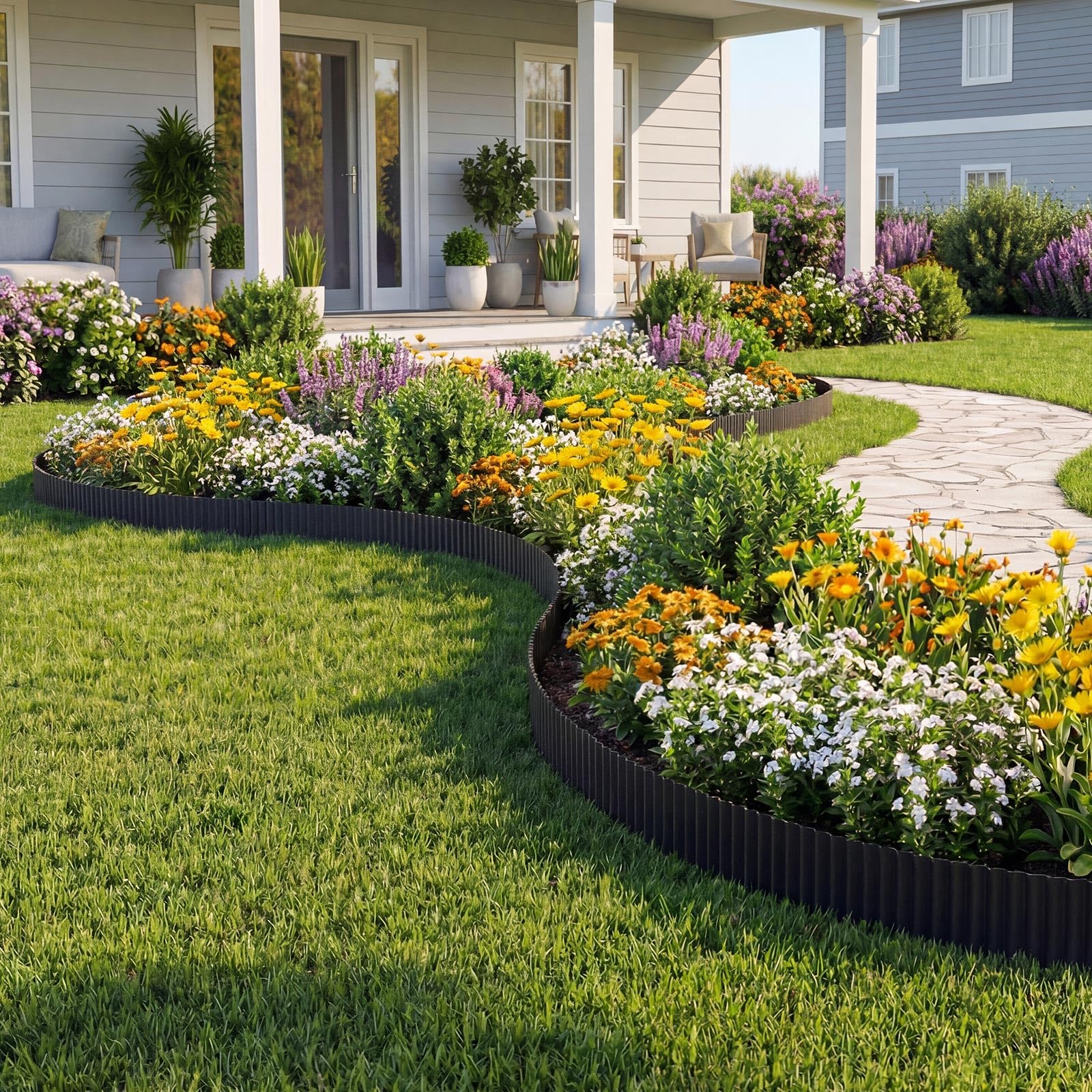 VEVOR yard edging defines paths and separates spaces neatly.