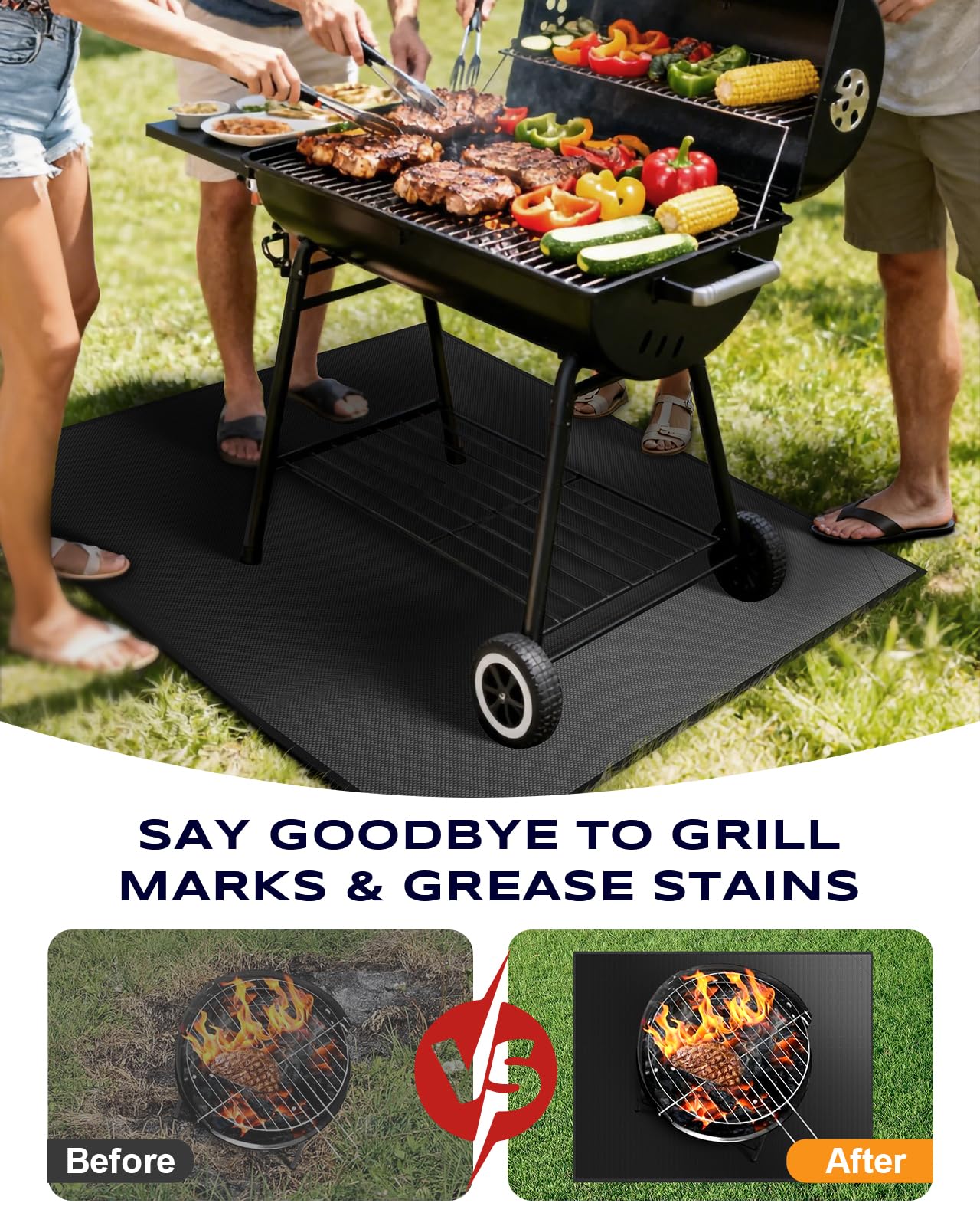 Vewaci corner-weighted mat stays flat, preventing curling during grilling.