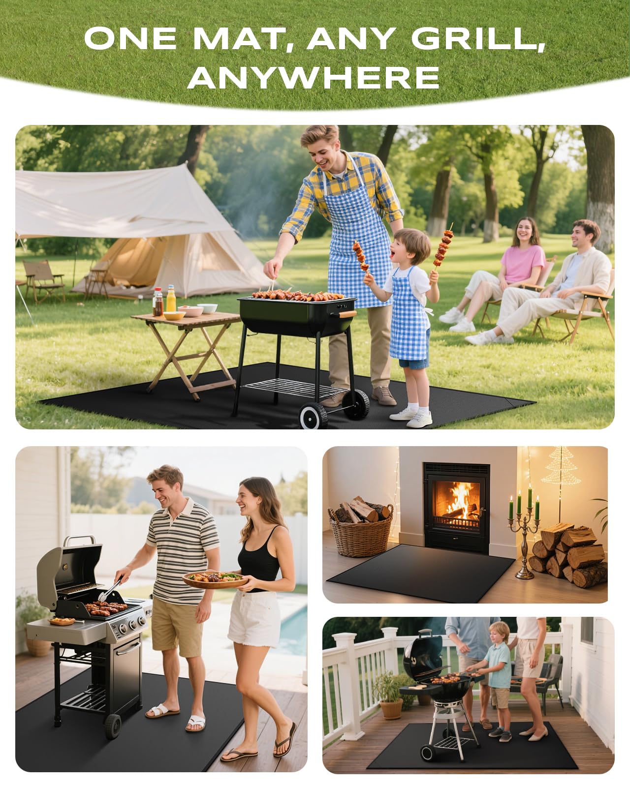 Vewaci easy-clean mat keeps appearance between cookouts on any surface.